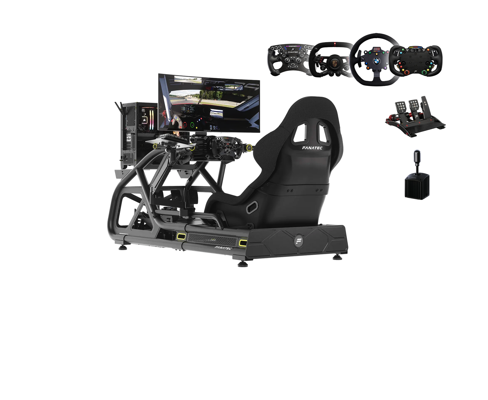 Endurance sim racing package full racing simulator cockpit with premium wheelbase, pedals, and shifter