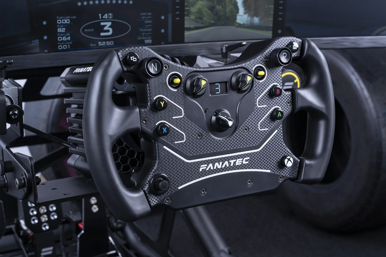 Fanatec ClubSport DD wheelbase direct drive sim racing wheel with LED indicator